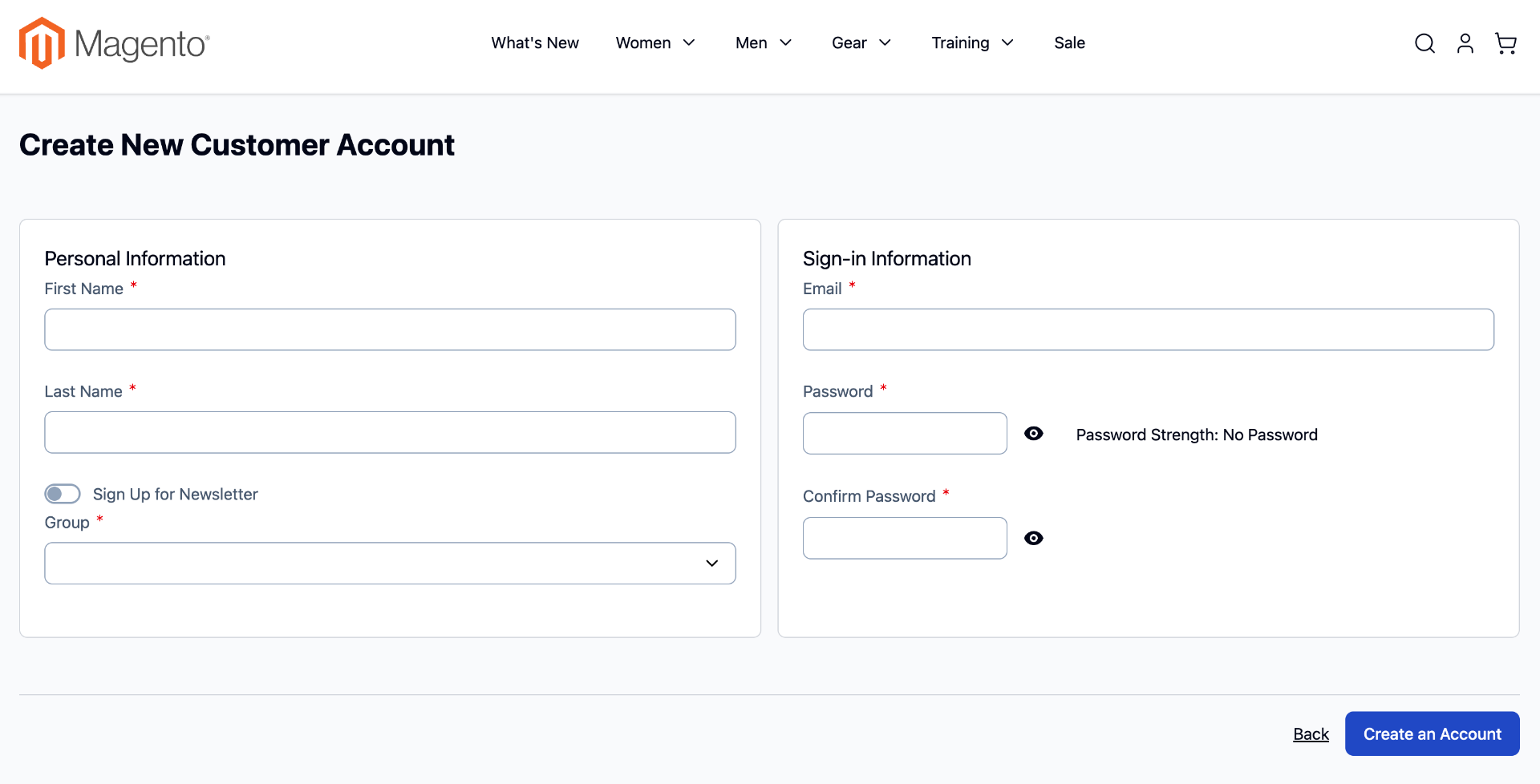 Magento 2 Hyva Theme - Customer Registration Page with Group Dropdown Selector