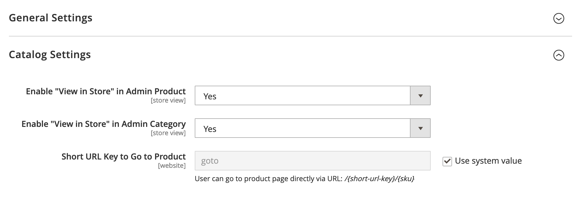 M2 Preview/Visit Catalog - Admin Settings