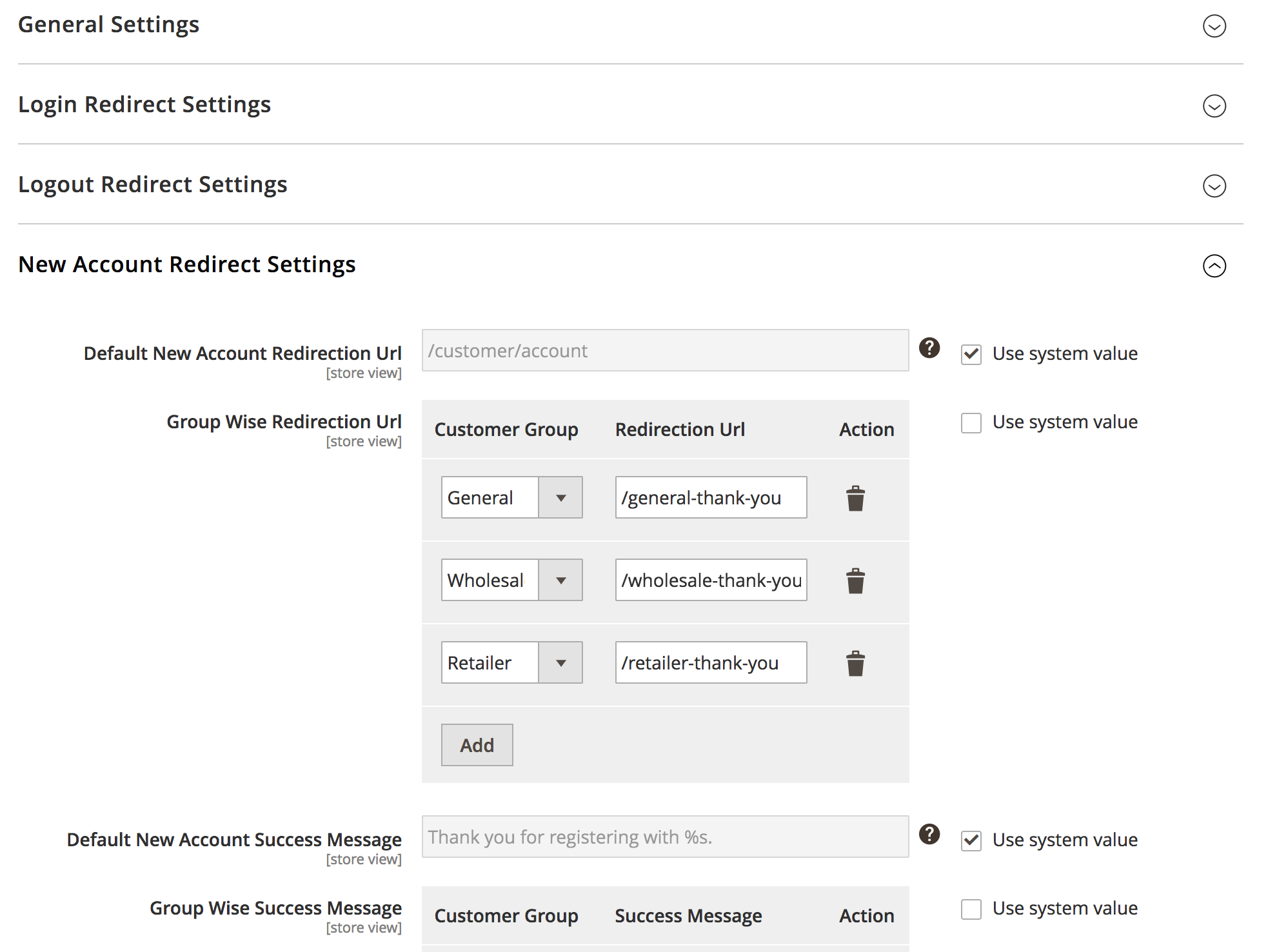 Settings: Group Selector Type - Drop-down