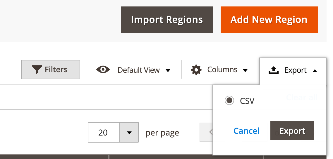 M2 Region City Dropdown - Export Regions Data